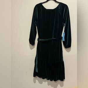 Draper James Elegant Velvet Dress in Dark Green